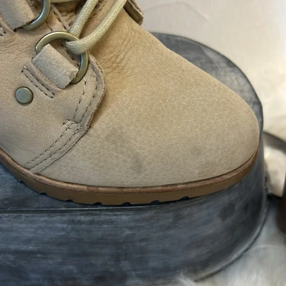 #0169- Sorel After Hours Lace Up Shearling Wedge Boots-Lined Cuff-7.5 - Picture 6 of 11